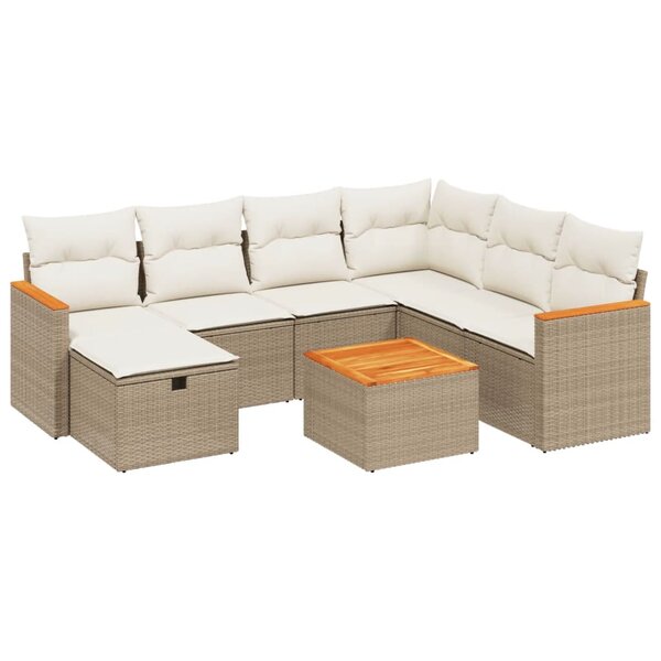 vidaXL Salon de jardin avec coussins 8 Pièces beige résine tressée
