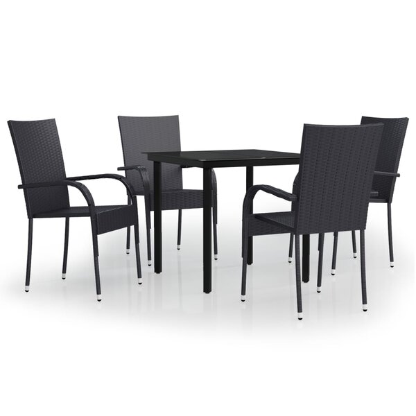 vidaXL Ensemble de salle à manger d'extérieur 5 Pièces Noir