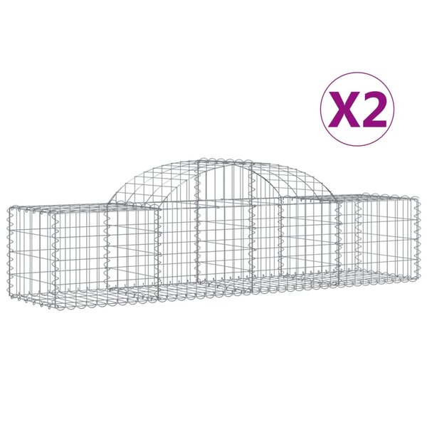 vidaXL Paniers à gabions arqués 2 Pièces 200x50x40/60 cm fer galvanisé