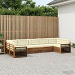 vidaXL Ensemble de canapés d'extérieur 7 Pièces Naturel et Crème