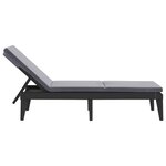 vidaXL Chaise longue avec coussin anthracite 186x60x29 cm PP