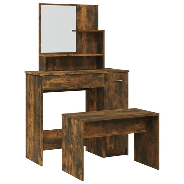 vidaXL Ensemble de coiffeuse Chêne fumé 86 5x35x136 cm