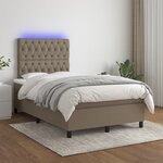 vidaXL Sommier à lattes de lit matelas et LED taupe 120x190 cm tissu