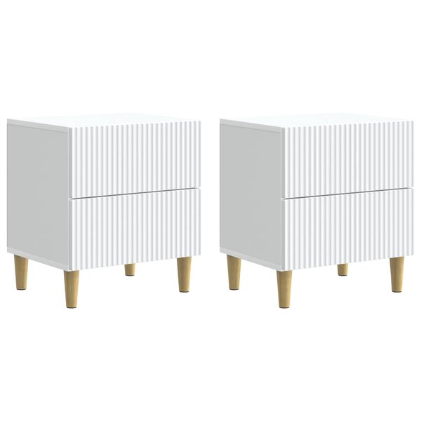 vidaXL Cabinet de chevet avec tiroir 2 Pièces Blanc 43 x 34 5 x 48 cm