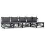 vidaXL Salon de jardin avec coussins 5 Pièces anthracite acier