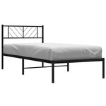 vidaXL Cadre de lit métal sans matelas avec tête de lit noir 75x190 cm