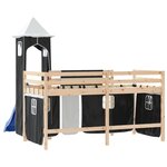 vidaXL Lit mezzanine enfants avec tour blanc/noir 80x200cm pin massif