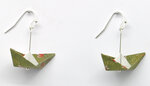 Boucles d'oreille papier origami bateau kaki