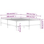 vidaXL Cadre de lit chêne sonoma 160x200 cm bois d'ingénierie et métal