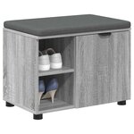 vidaXL Banc d'entrée avec coussin Uni Gris Sonoma 60 x 38 x 46 cm
