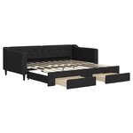 vidaXL Lit de jour avec gigogne et tiroirs noir 90x190 cm tissu