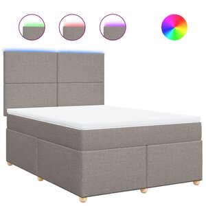 vidaXL Sommier à lattes de lit avec matelas Taupe 140x190 cm Tissu