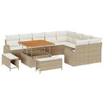 vidaXL Ensemble de canapé de jardin 12 Pièces Beige Poly rotin