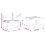 vidaXL Salon de jardin 3 Pièces blanc bois de pin massif