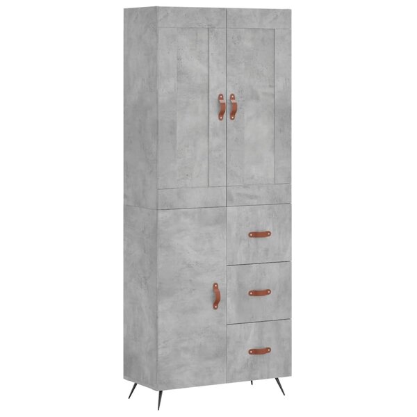 vidaXL Buffet haut Gris béton 69 5x34x180 cm Bois d'ingénierie