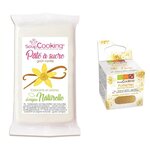 Pâte à sucre blanche 250 g arôme vanille + paillettes dorées