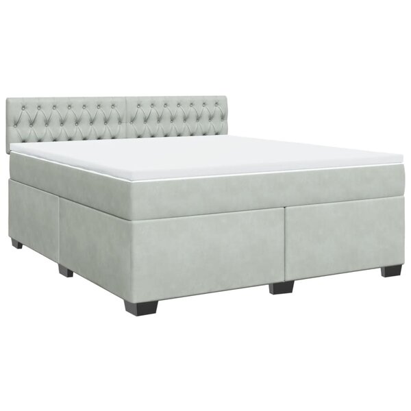 vidaXL Sommier à lattes de lit et matelas Gris clair 180x200cm Velours