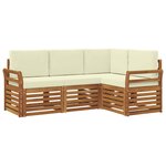 vidaXL Ensemble de canapés d'extérieur 4 pc Naturel et Crème Polyester