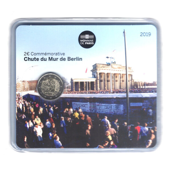 2 euros commémorative coincard BU France 2019 - Chute mur de Berlin.