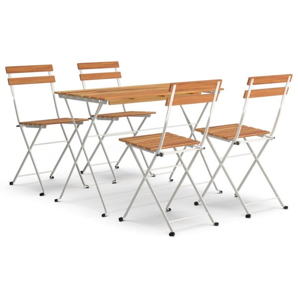 vidaXL Ensemble de bistro pliable 5 Pièces Bois d'acacia solide et acier