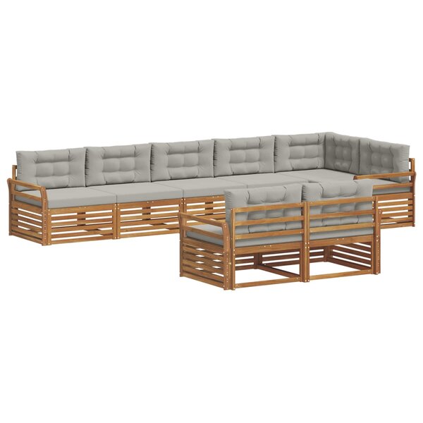vidaXL Ensemble de canapés d'extérieur 8 pc Gris Naturel et Clair