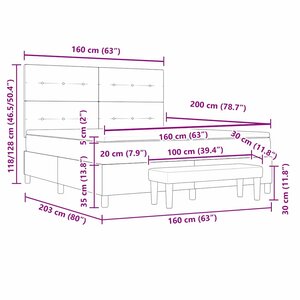 vidaXL Lit à ressorts avec matelas Noir 160 x 200 cm Velours