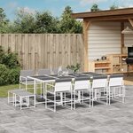 vidaXL Ensemble à manger de jardin avec coussins 13Pièces blanc textilène