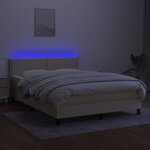vidaXL Sommier à lattes de lit avec matelas LED Crème 140x200 cm Tissu