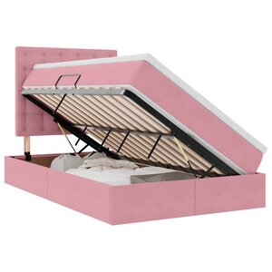 vidaXL Lit de rangement LED avec matelas Rose 120 x 200 cm Velours