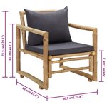 vidaXL Chaises de jardin avec coussins lot de 2 Bambou
