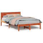 vidaXL Cadre de lit en pin massif Marron ciré Bois massif 120 x 190 cm