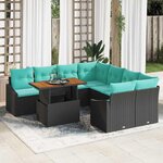 vidaXL Ensemble de salle à manger pour jardin 9 Pièces Noir et Sarcelle