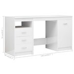 vidaXL Bureau Blanc brillant 140x50x76 cm Bois d’ingénierie