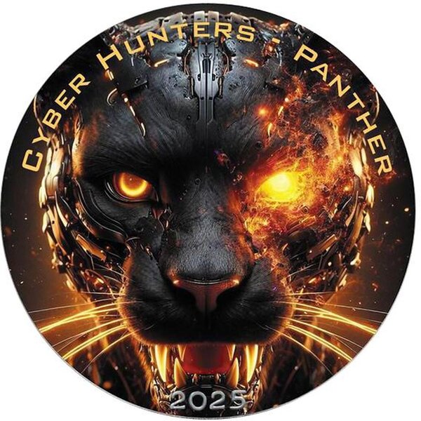 Pièce de monnaie en Argent 1 Dollar g 31.1 (1 oz) Millésime 2025 Cyber Hunters PANTHER