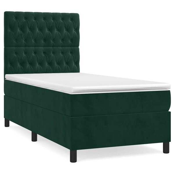 vidaXL Sommier à lattes de lit et matelas Vert foncé 80x200 cm Velours
