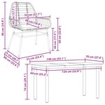vidaXL Ensemble à manger jardin coussins 5Pièces marron poly rotin verre