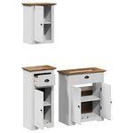 vidaXL Meubles de salle de bain 3Pièces BODO blanc marron bois pin massif