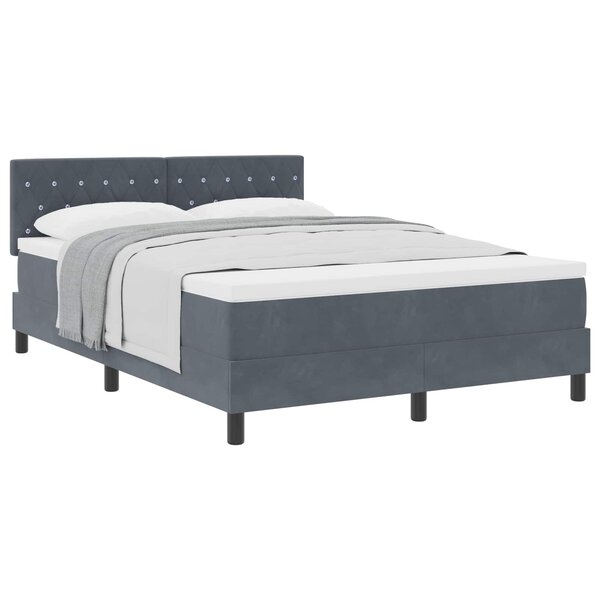 vidaXL Lit à ressorts avec matelas Gris foncé 140 x 190 cm Velours