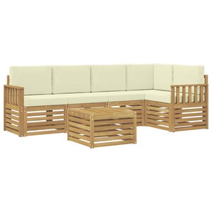 vidaXL Ensemble de canapés d'extérieur 6 pc Blanc et crème Polyester