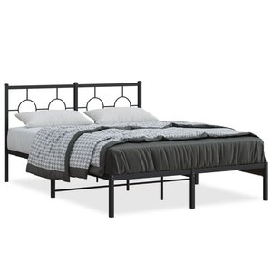 vidaXL Cadre de lit métal sans matelas avec tête de lit noir 135x190cm