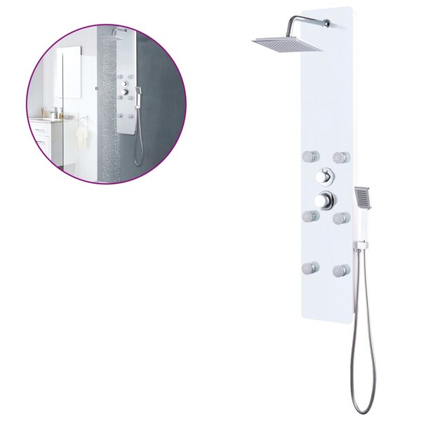 vidaXL Panneau de douche Verre 25 x 44 6 x 130 cm Blanc