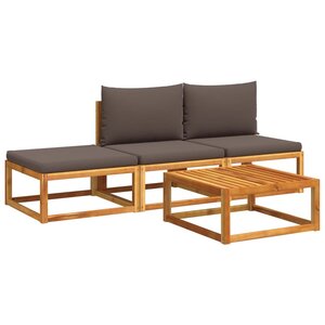 vidaXL Ensemble de canapés de jardin 4 pièces avec coussins en bois d'acacia et rotin