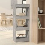 vidaXL Bibliothèque/séparateur de pièce gris béton bois d'ingénierie