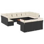vidaXL Salon de jardin avec coussins 14 Pièces noir résine tressée