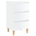 vidaXL Table de chevet avec pieds en bois blanc brillant 40x35x69 cm