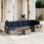 vidaXL Salon de jardin 8 Pièces avec coussins gris résine tressée