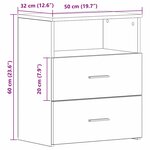 vidaXL Table de nuit 2 Pièces Chêne noir 50 x 32 x 60cm Bois d'ingénierie