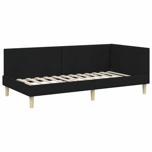 vidaXL Cadre de lit d'angle Noir 80 x 200 cm Tissu et bois reconstitué