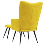 vidaXL Fauteuil relax avec tabouret en velours jaune moutarde