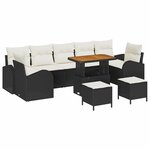 vidaXL Ensemble de canapé de jardin 10 Pièces Noir Poly rotin